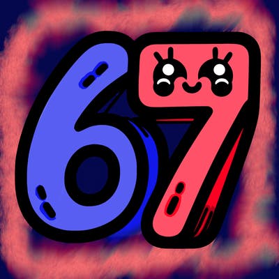 the numbers 67