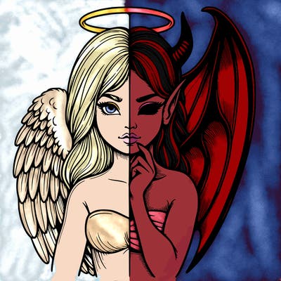 realistic angel half demon