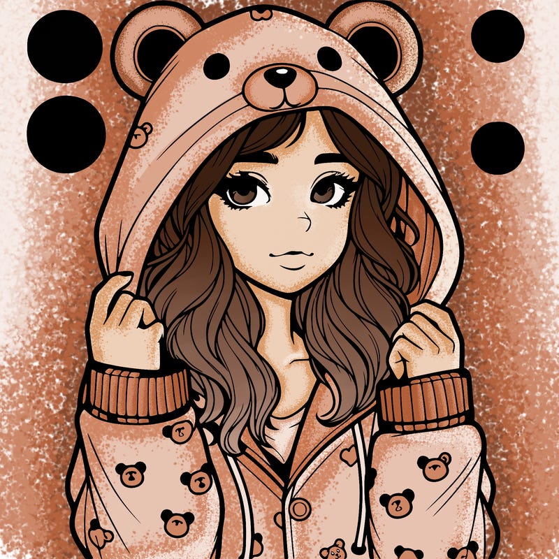 realistic girl in a animal pjs hoodie