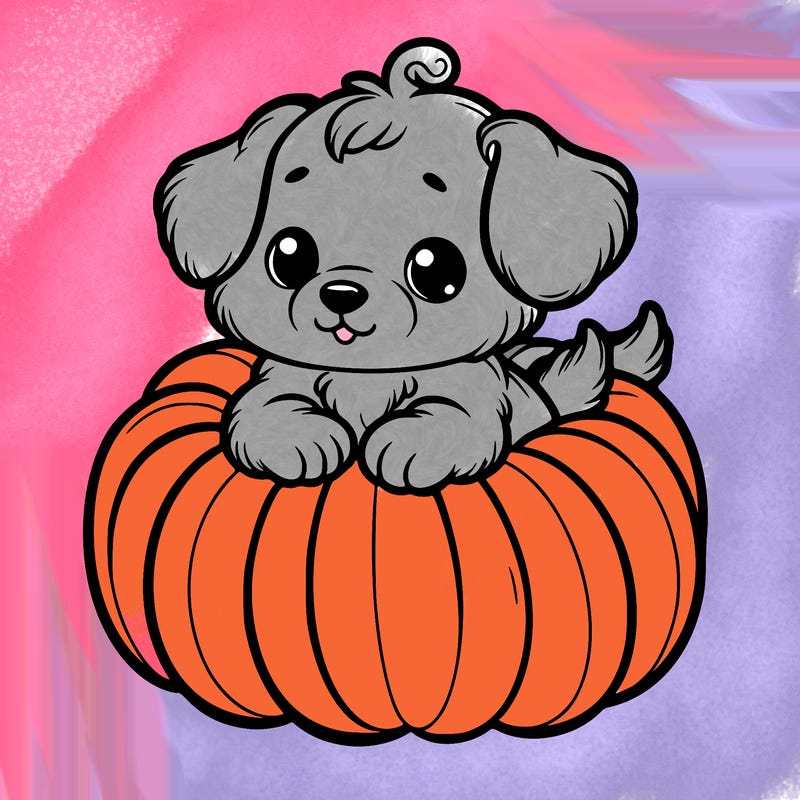 cute little puppy in a pumpkin
