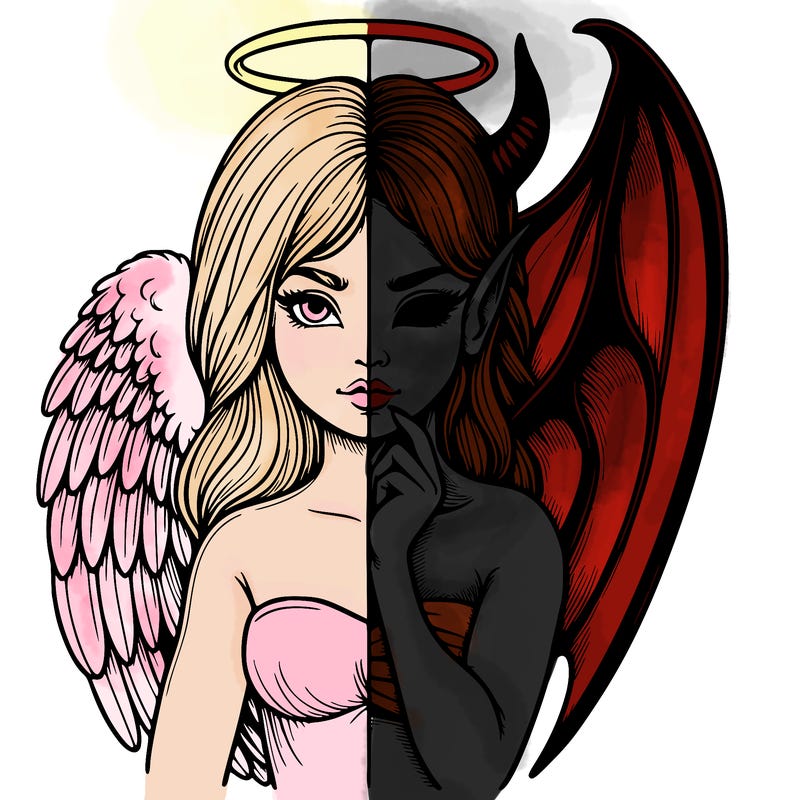 realistic angel half demon