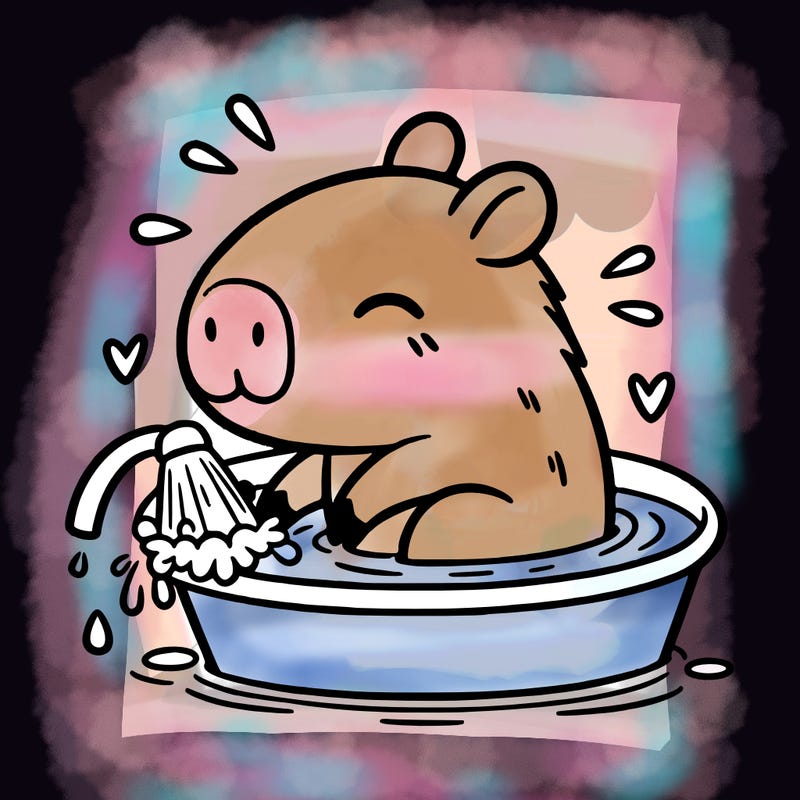 capybara taking a bath