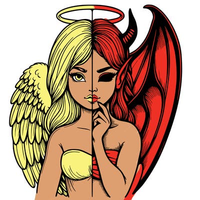 realistic angel half demon