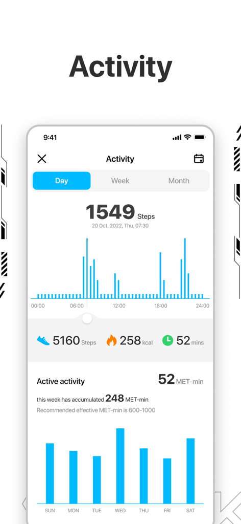 Shark Fit - Shark Fit mobile app interface displaying daily step counts and activity metrics