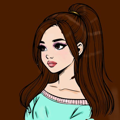 realistic girl with a high ponytail