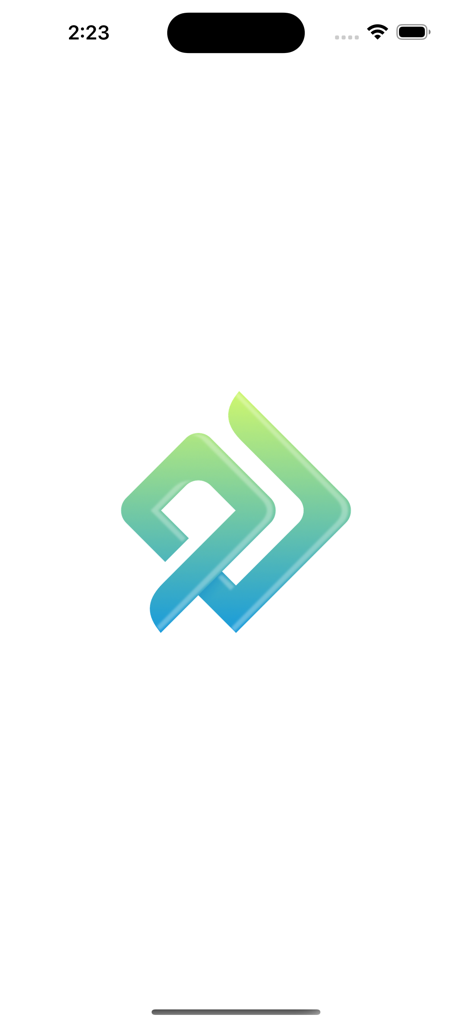 HijrahApp - Dakwah Sunnah - The splash screen of the HijrahApp Dakwah Sunnah mobile application featuring a green and blue gradient geometric logo on a white background