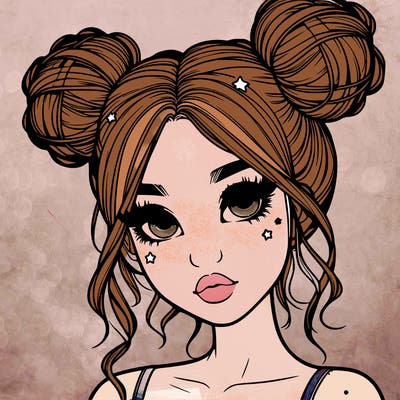 realistic girl with space buns