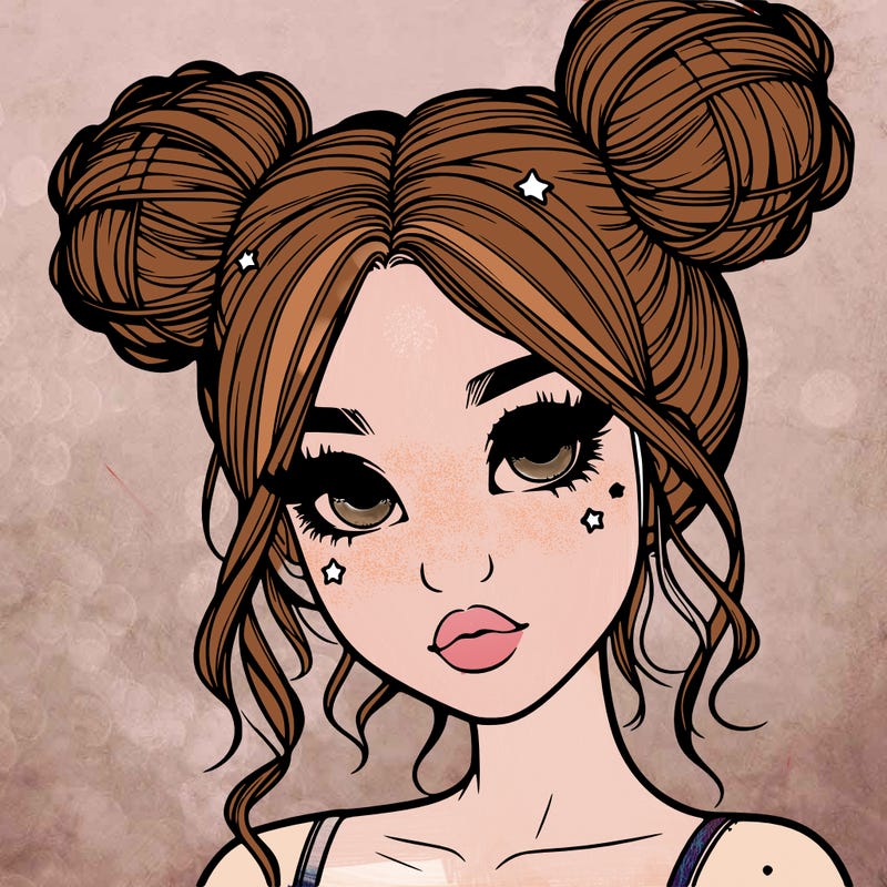 realistic girl with space buns
