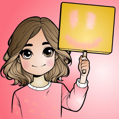 realistic girl holding up a sign