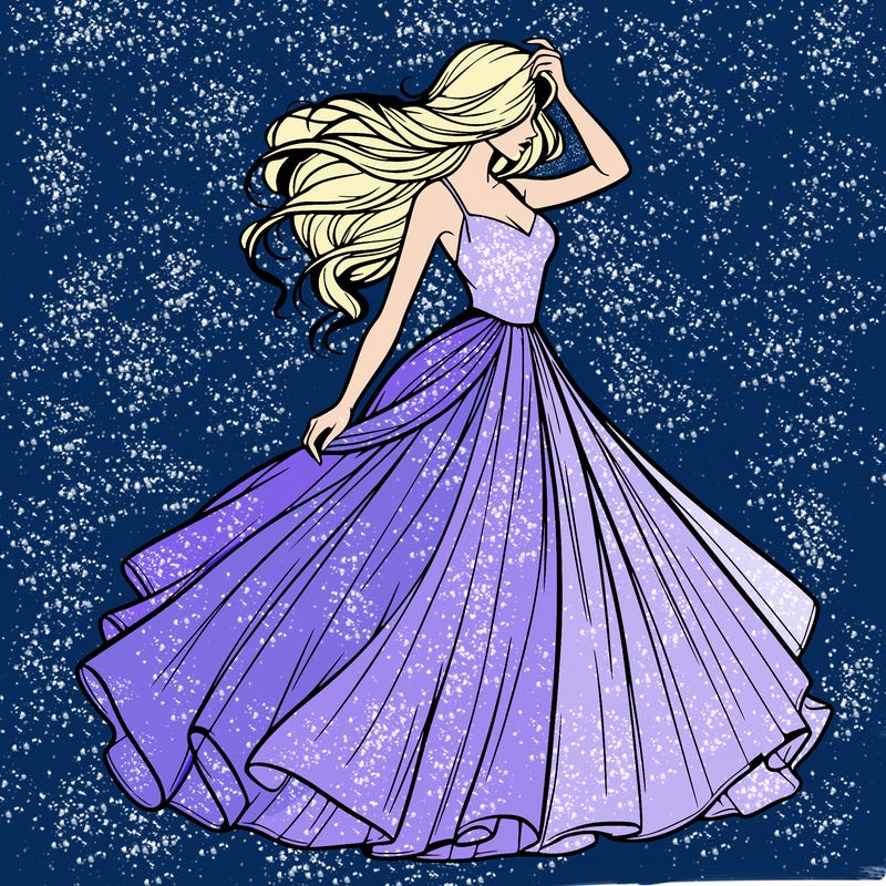 realistic woman with dress flowing in the wind