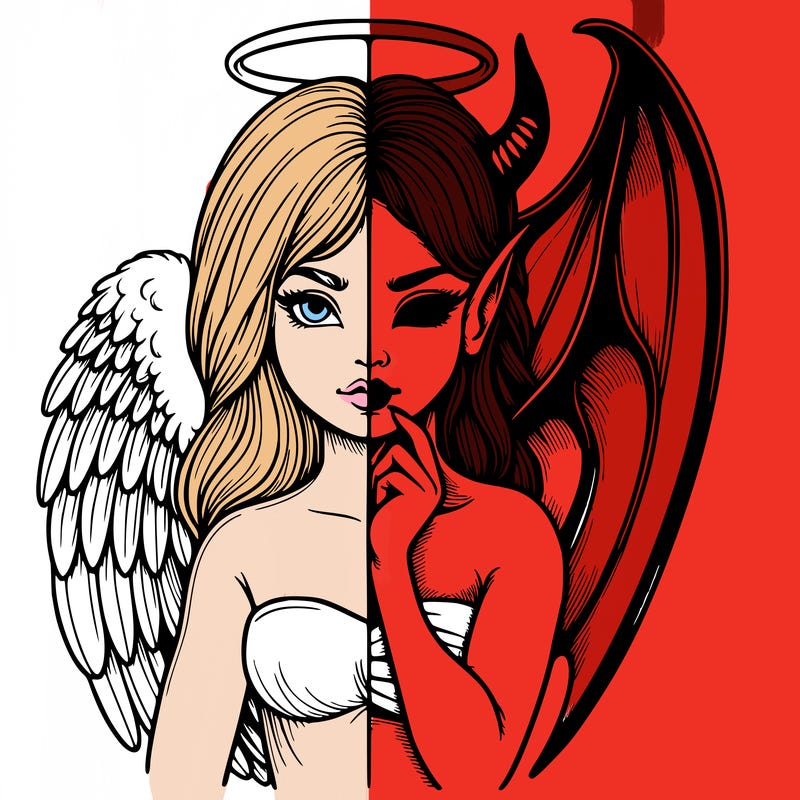 realistic angel half demon