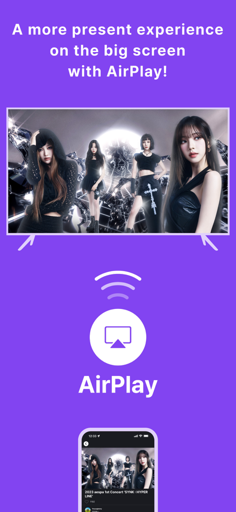 Demonstration der AirPlay-Funktion der Beyond LIVE-App zum Streamen von K-Pop-Konzerten auf einem Fernseher