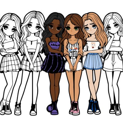 a group of girls realistic