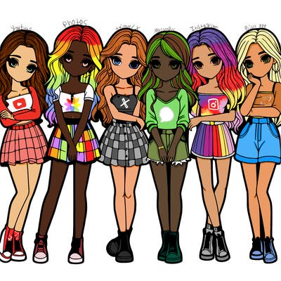 a group of girls realistic