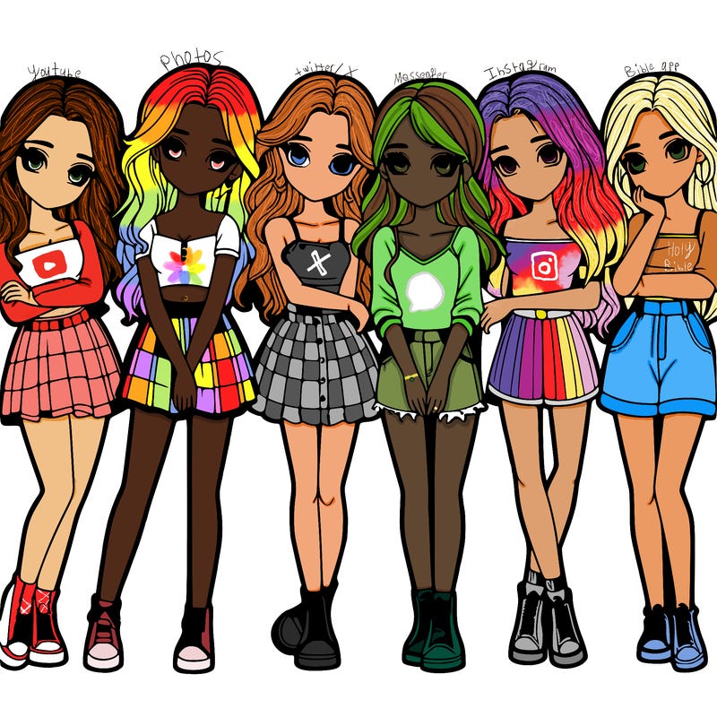 a group of girls realistic
