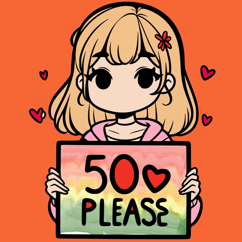 a girl holding a 50 likes please sign