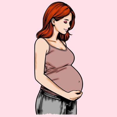 realistic pregnant person
