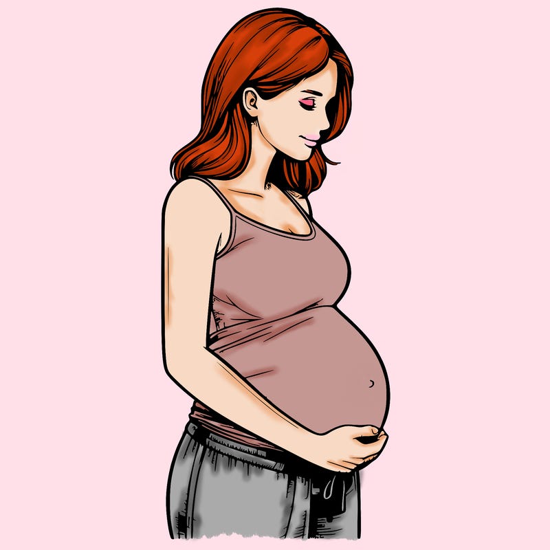realistic pregnant person