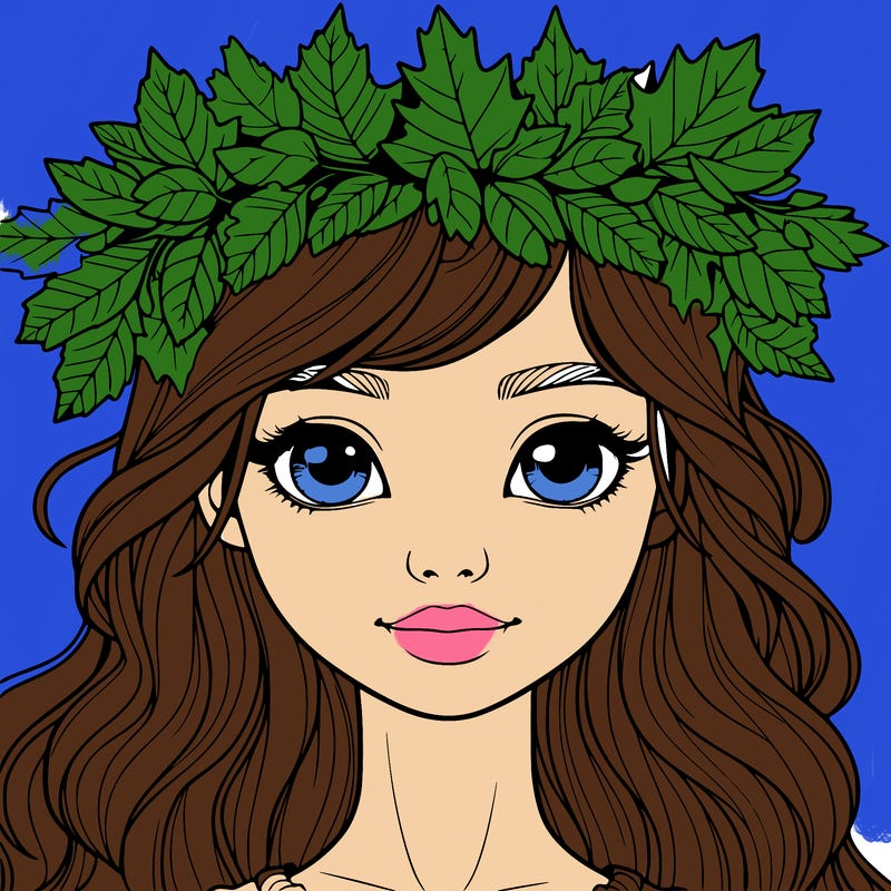 realistic girl with fall leaf crown