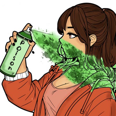 a realistic girl spray, painting