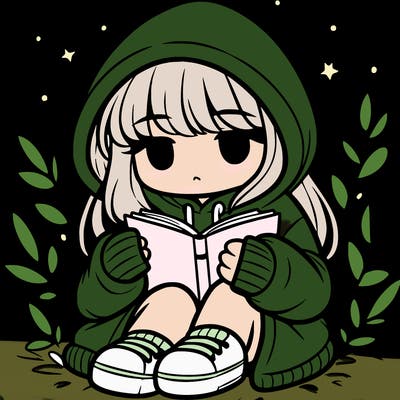 girl in oversized hoodie reading a book