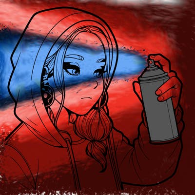 a realistic girl, spray painting