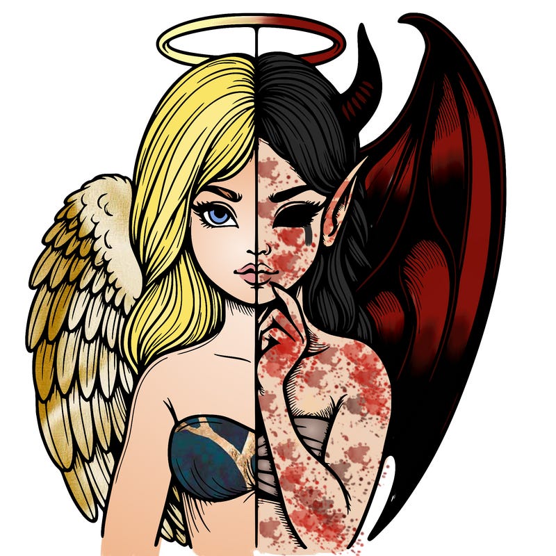 realistic angel half demon