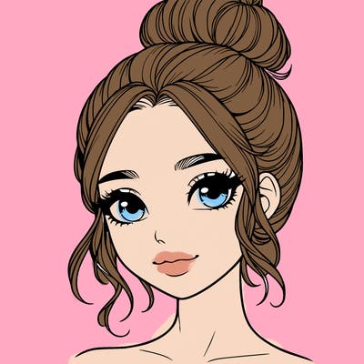 realistic pretty girl with hair in bun