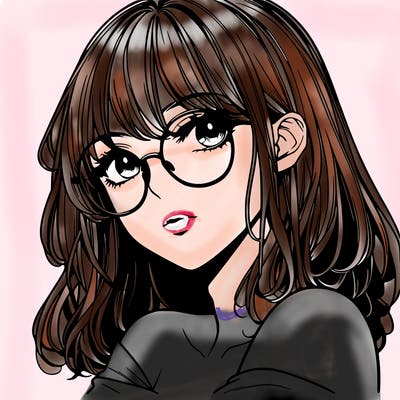 manga woman character with glasses and nice lips