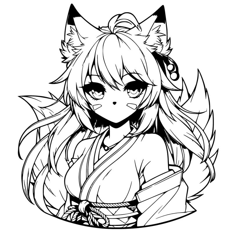 realistic detailed anime kitsune