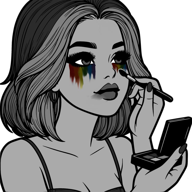 realistic girl doing make up