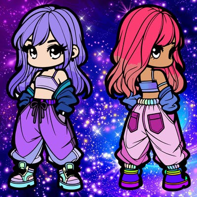 girl in crop top and baggy pants