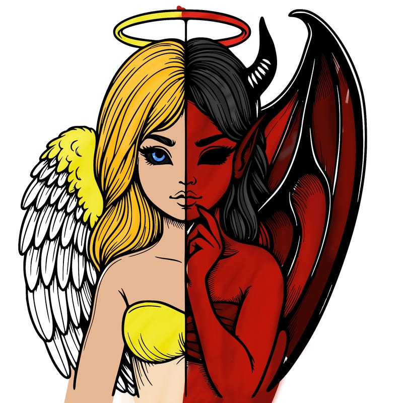 realistic angel half demon