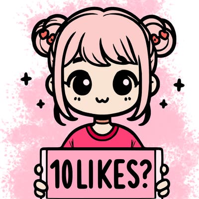 cute girl that is holding a sign that says 10 likes?