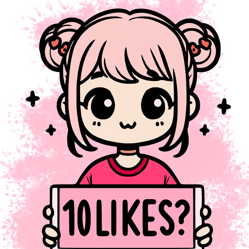 cute girl that is holding a sign that says 10 likes?