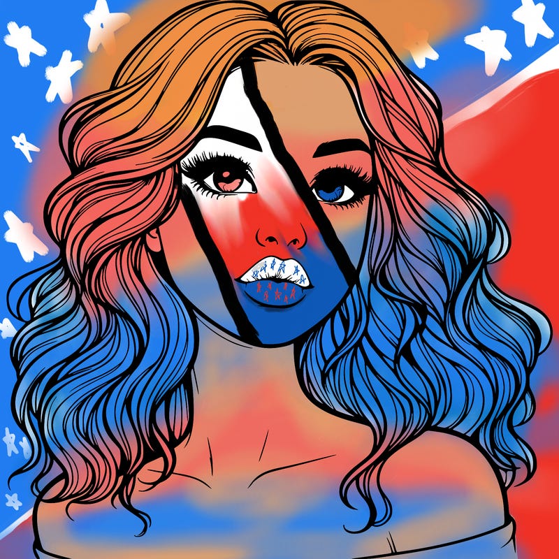 realistic girl with wavy hair and lips