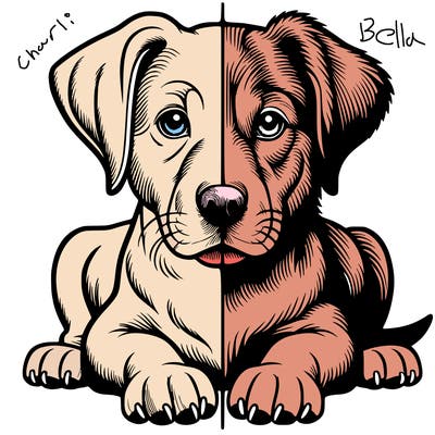 realistic dog split picture