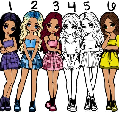 a group of girls realistic