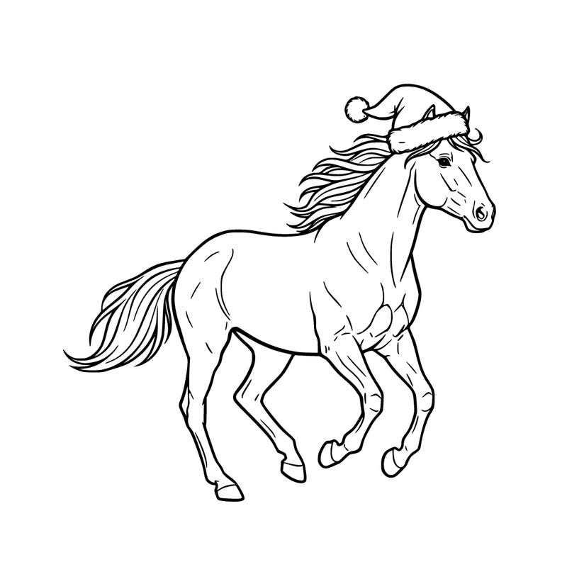 a horse with a christmas hat