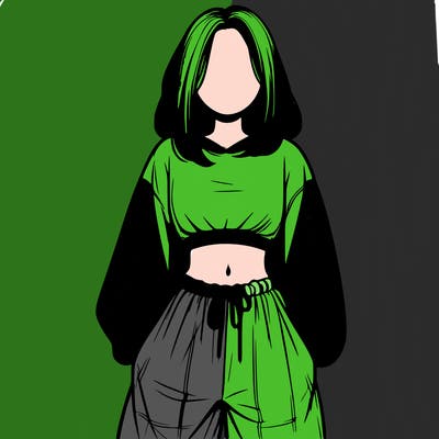 realistic girl faceless with baggy pants and a crop top