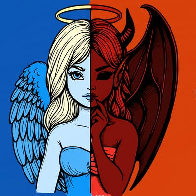 realistic angel half demon