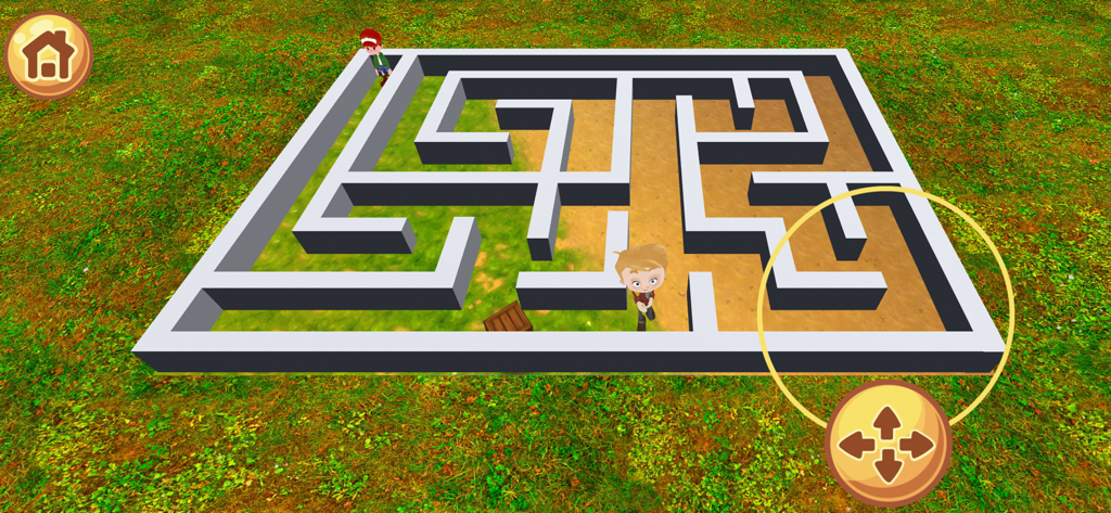A character navigating through a 3D maze in an obby style obstacle course for kids