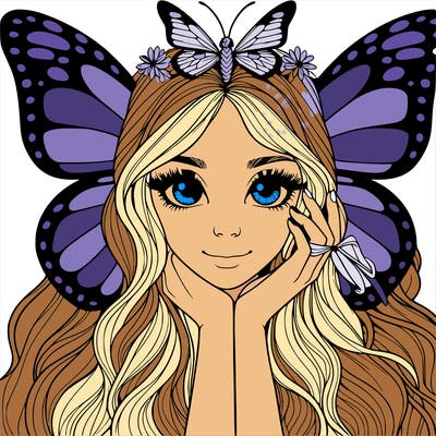 butterfly realistic girl