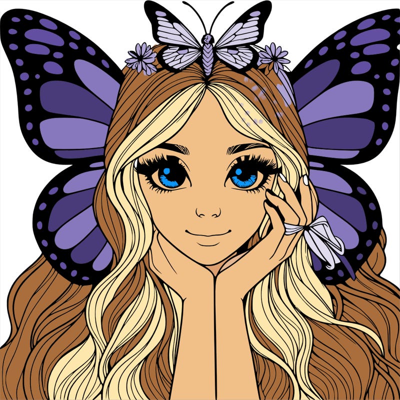 butterfly realistic girl