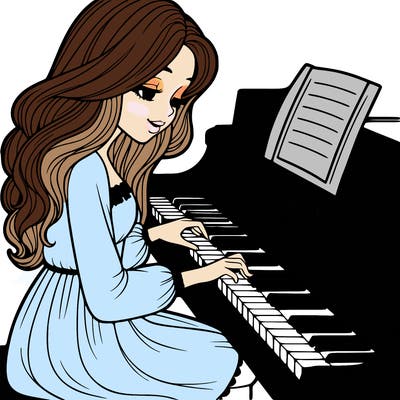 woman playing piano realistic