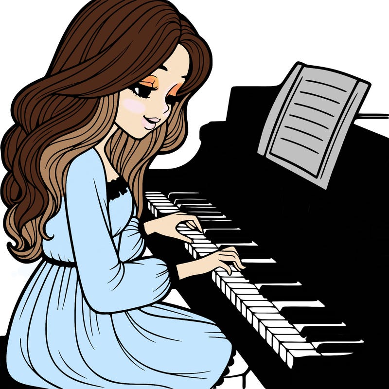 woman playing piano realistic