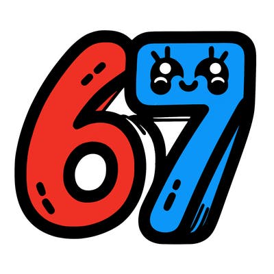 the numbers 67