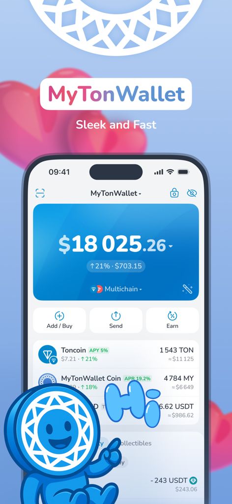 MyTonWallet: Anyway TON Wallet - MyTonWallet mobile app dashboard displaying crypto balance and asset list