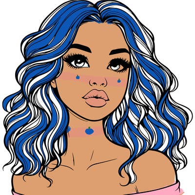 realistic girl with wavy hair and lips