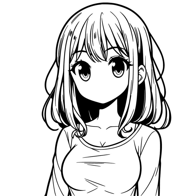 manga girl with plain top